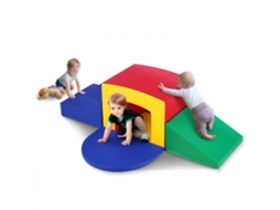 Conjunto De Blocos De Escalada Infantil Em Espuma Com Túnel, Rampa E Degraus Tekmaquinas