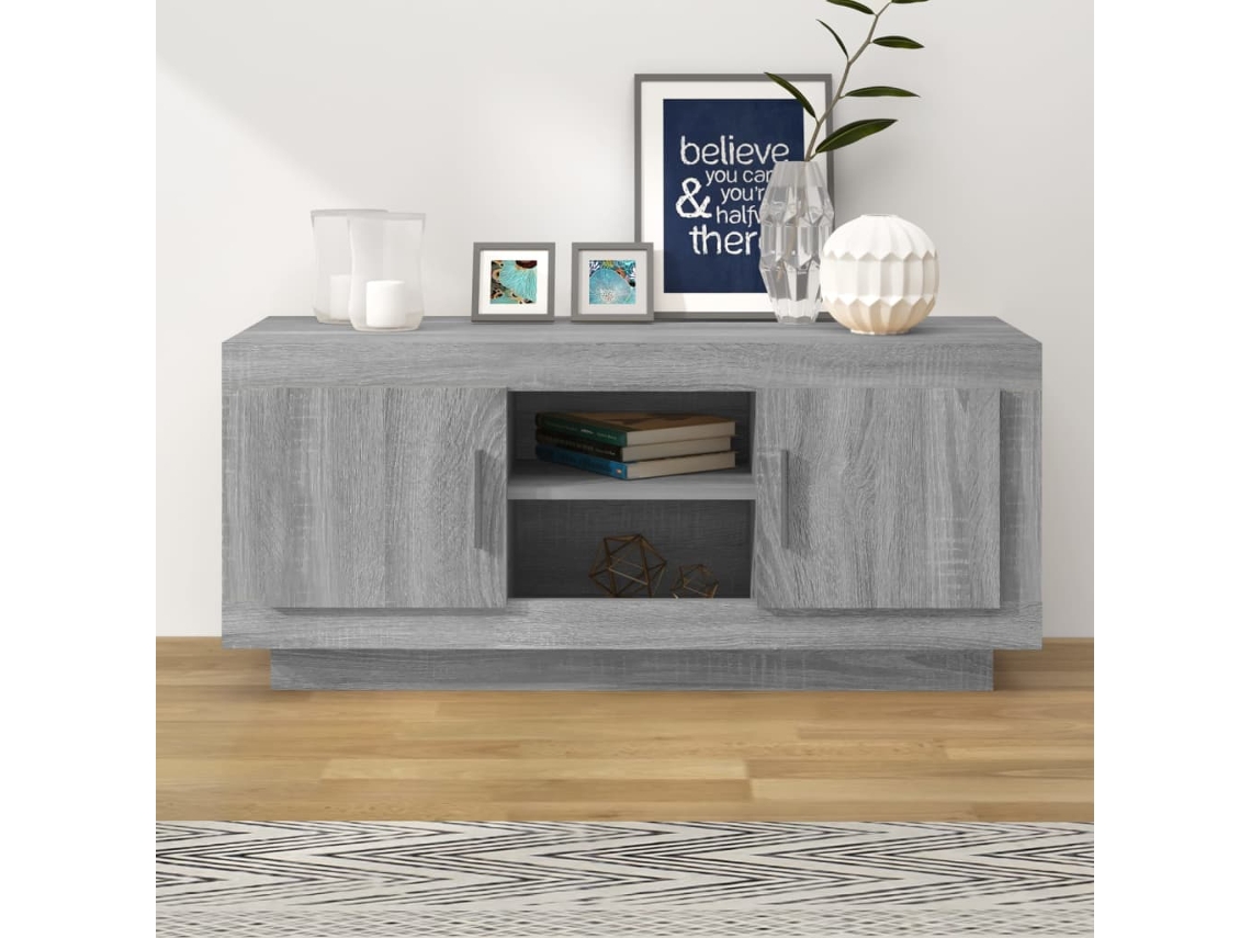 Vidaxl Móvel De Tv 102x35x45 Cm Derivados De Madeira Cinzento Sonoma