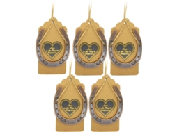 Conjunto de 5 Ferraduras Decorativas Parede em Metal Dourado, Esculturas Criativas Formato CHABERLU