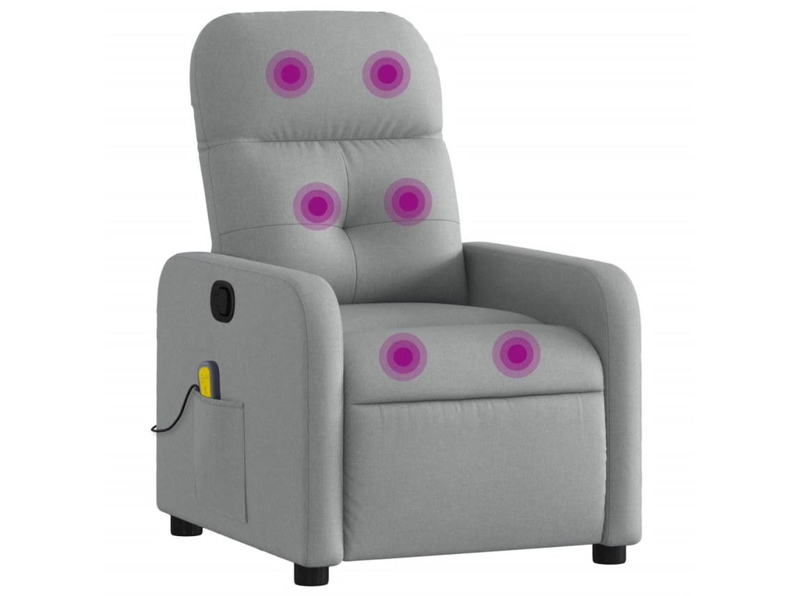 Poltrona de massagens reclinável VIDAXL tecido cinzento-claro