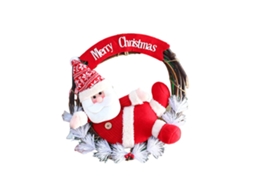Decoração natalina flor de presente com grinalda de 35cm para porta e janela com Santa e boneco de neve LAXISCREED