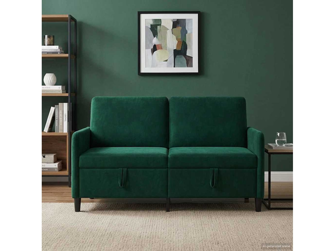 Vidaxl Sofa Com Armazenamento Verde-escuro 152 X 78 X 87 Cm Poliéster