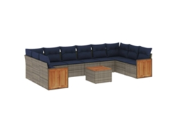 Conjunto de Sofá de Jardim, 11 Peças, Almofadas, Rattan Cinza MAISON EXCLUSIVE