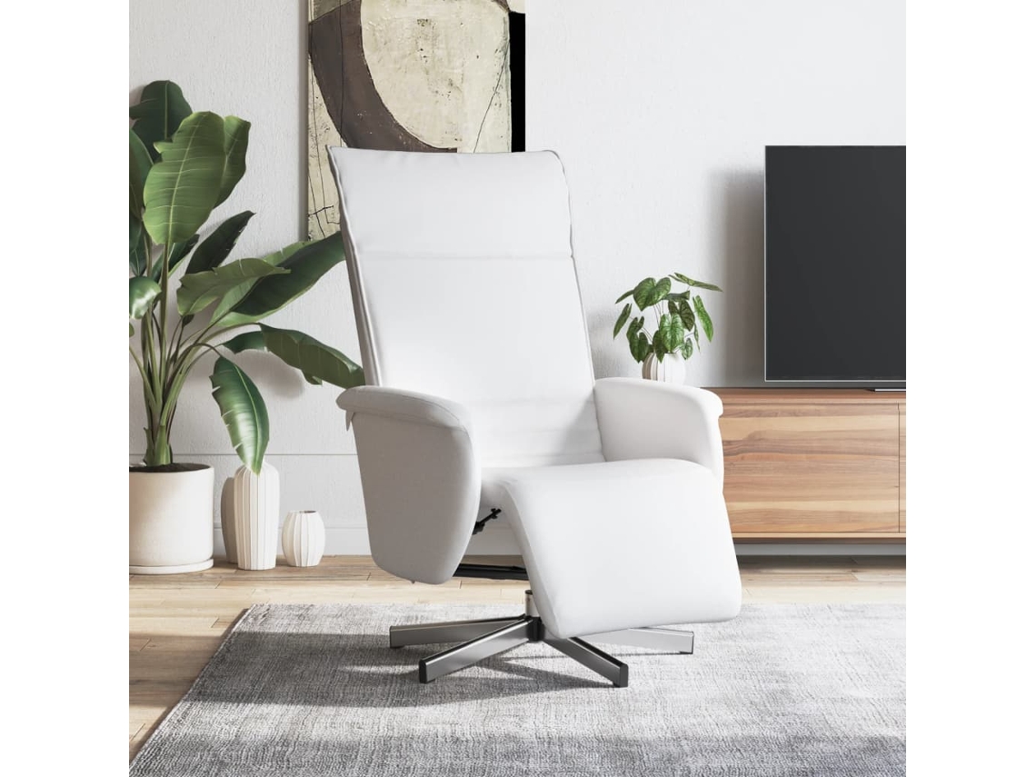 Vidaxl Cadeira Reclinável Com Apoio De Pés Couro Artificial Branco