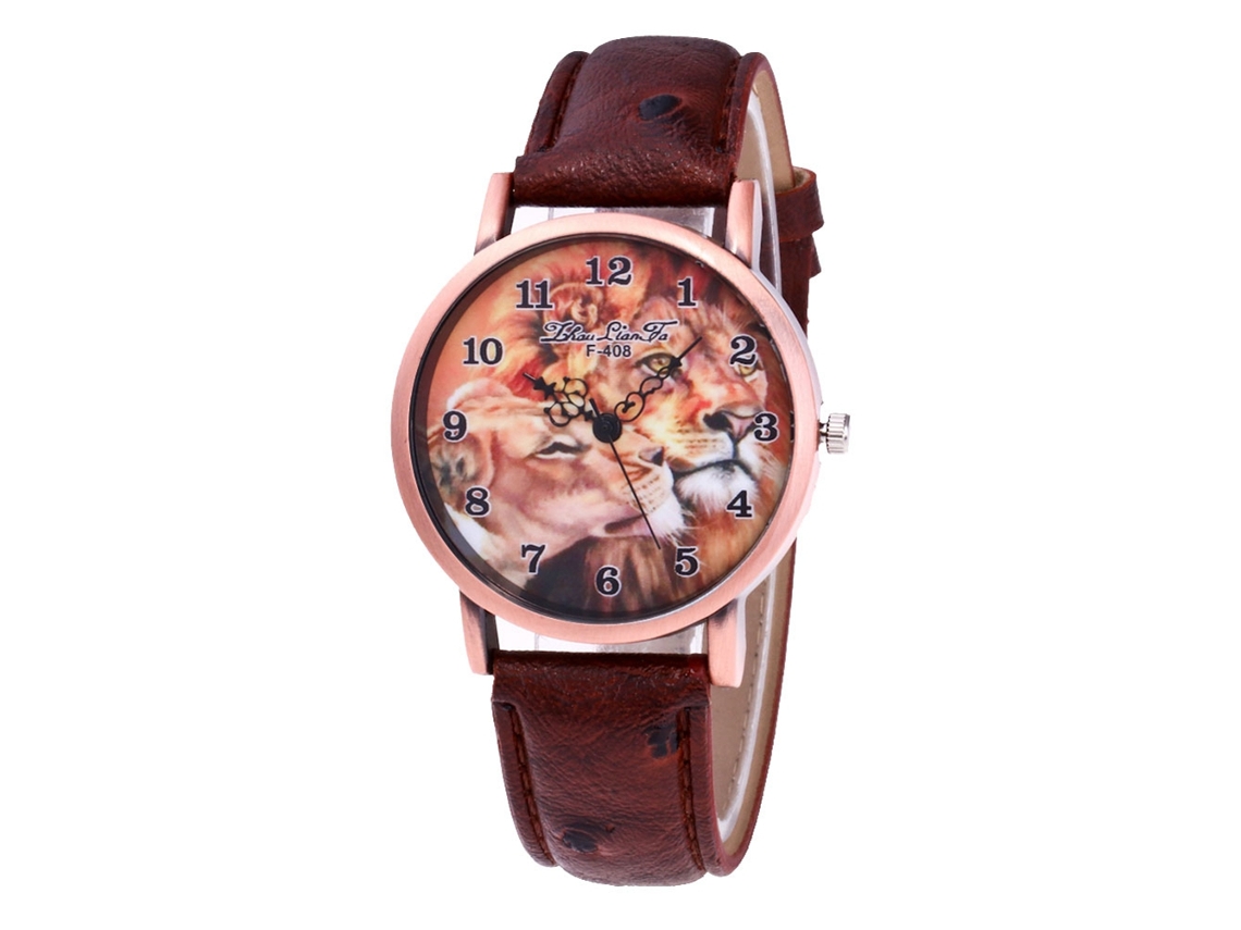 Reloj De Pulsera Analógico De Cuarzo Con Dial Redondo Moda (marrón)