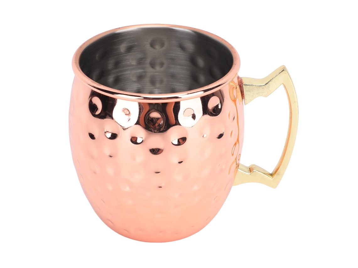 Caneca Moscow Mule Em Aço Inoxidável Com Acabamento Martelado, Fácil De Limpar, Para Coquetéis, Água E Outras Bebidas Frias, Capacidade: 350ml