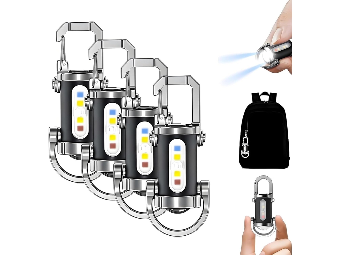 Kit Com 4 Lanternas De Chaveiro Recarregáveis E Portáteis, 1200