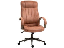 Cadeira De Escritório Ergonômica De Giratória Com Altura Ajustável Apoio Para A Cabeça Para O Braço E Encosto Acolchoado 61,5x52,5x118-126cm Marrom