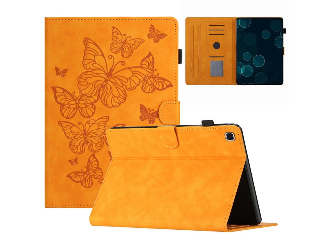Capa de couro para tablet Samsung Galaxy Tab A7 Lite 8,7 polegadas T220 T225 com suporte para cartão e capa amarela impressa Hengrongshen