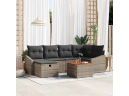 Vidaxl Conjunto De Sofá De Jardim 7 Unid. Cinzeto Rattan Sintético