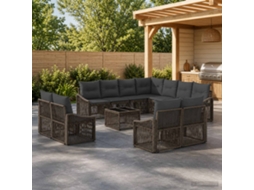 Vidaxl Conjunto De Sofá De Jardim 12 Unid. Cinzento Vime Pe