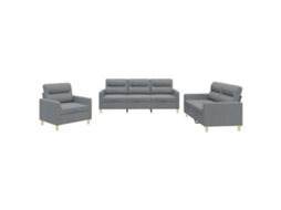 Conjunto de 3 Sofás com Almofadões Microfibra Cinzento Claro MAISON EXCLUSIVE