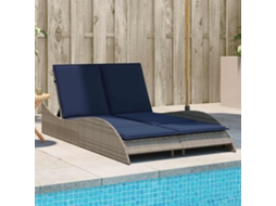 Vidaxl Espreguiçadeira Com Almofadas Cinza 114x205x73 Cm Vime Sintético