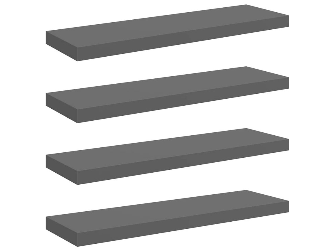 Prateleiras de Parede MAISON EXCLUSIVE Suspensas 4 Pcs 80x23,5x3,8cm em MDF Cinza