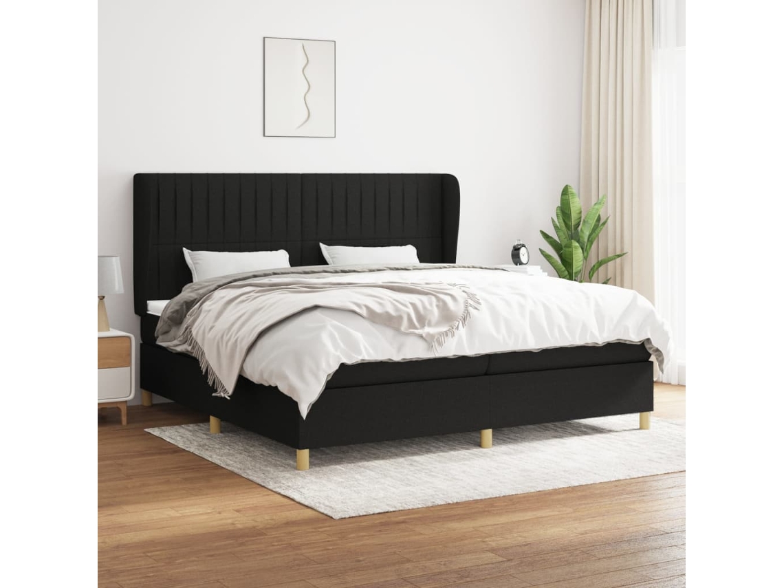 Vidaxl Cama Com Molas/colchão 200x200 Cm Tecido Preto