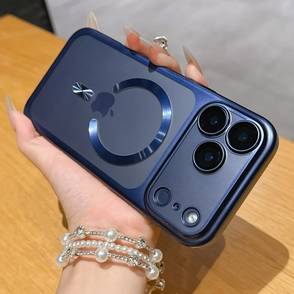 Capa Magnética Magsafe Para Iphone (azul, Iphone 15) Com Proteção Para Lente.