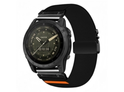Bracelete para Garmin Nylon elástico com trama diagonal e fivela de paraquedas preta (20mm)