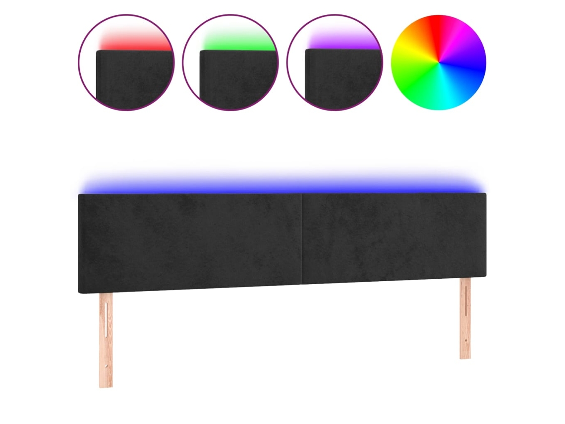 Led Headboard, Led Headboards Vidaxl Preto Veludo (180 X 5 X 78/88 Cm)