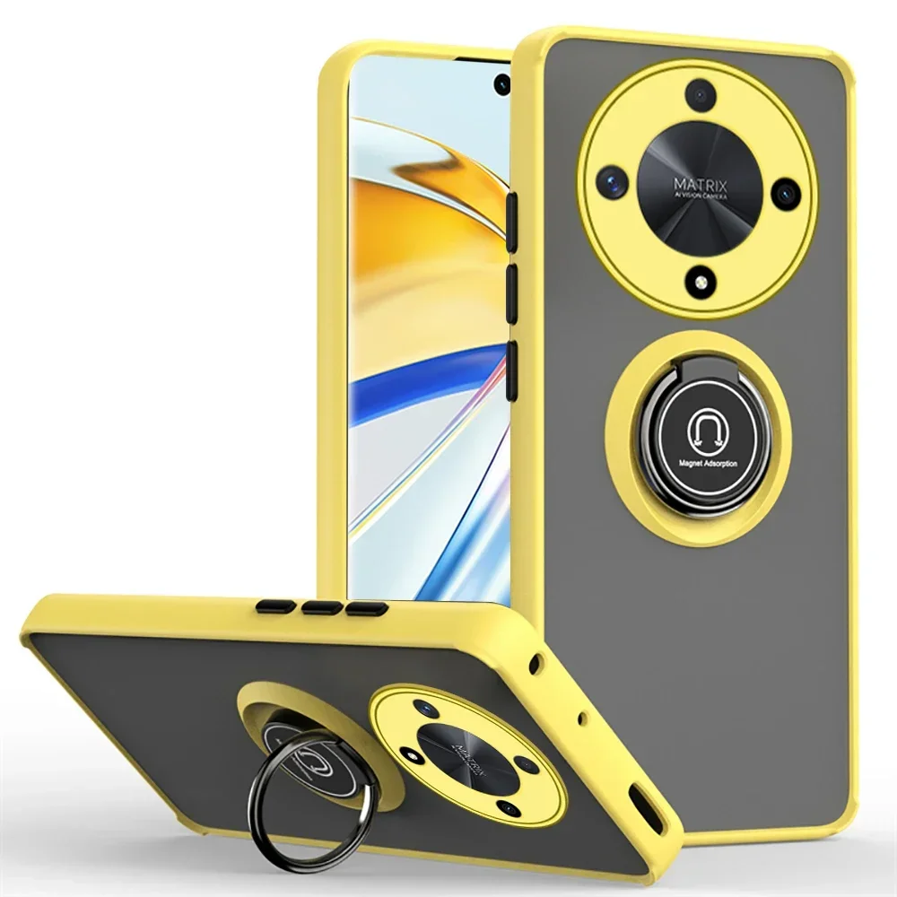 (amarelo, Honor X5 Plus) Capa Protetora Magnética Fosca Para Carro, Resistente A Choques E Quedas, Com Revestimento Rígido E Durável.