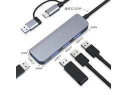 Leitor de Cartão Sd Usb 3.0, Hub Usb a e C 4 em 1 em Alumínio com Extensor Usb para Pc AQUAFORGE