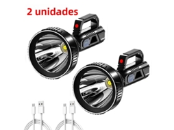 (2 Unidades) Lanterna Led De Alta Potência, À Prova D'água, Recarregável Via Usb