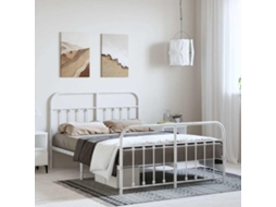 Estrutura De Cama Com Cabeceira E Pés 150x200 Cm Metal Branco