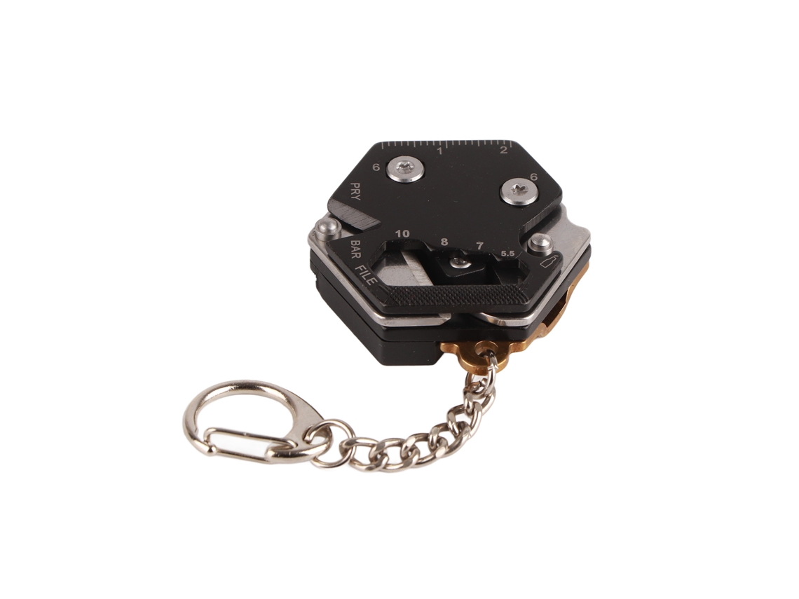Ferramenta Plegável Mini, Multifuncional, de Moeda Hexagonal, para Sobrevivência, Chaveiro de Bolso