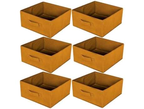Caixas De Armazenamento Toilinux Conjunto De 6 Dobrável 30x30x15cm Amarelo Âmbar