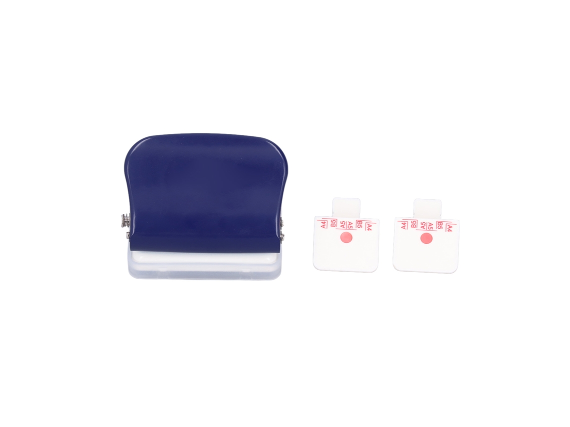 Perfuradora Portátil Azul Escuro com 6 Buracos e Régua de Posicionamento para Papel A4 A5 B5