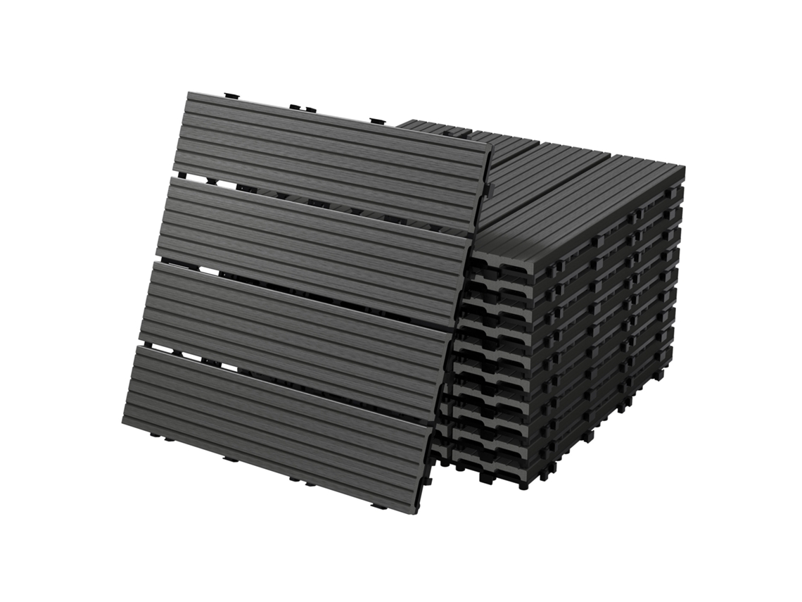 Ecd Germany Telhas Para Pátio De Wpc 30x30 Cm 22 Peças Por 2m² Antracite