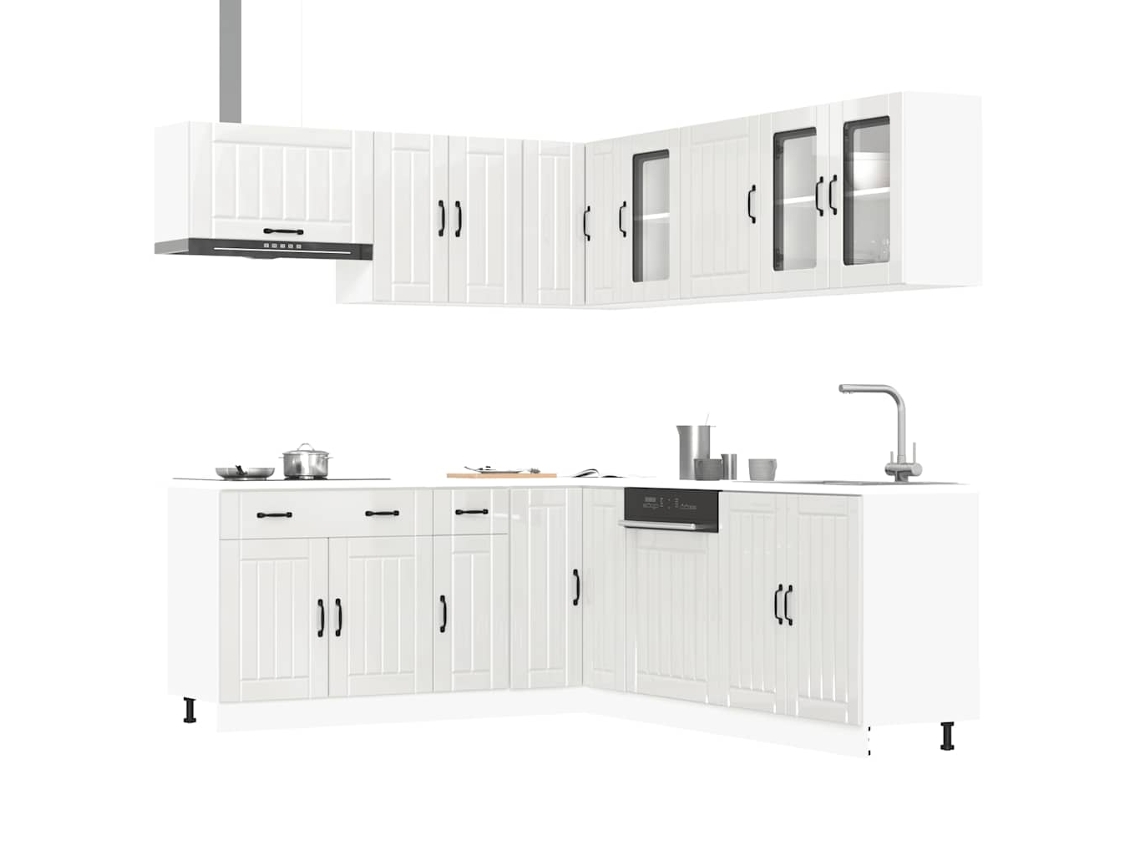 Vidaxl 11 Peças Armário De Cozinha Conjunto Lucca Brilho Branco