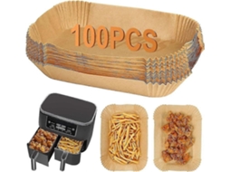 100 Unidades De Papel Para Fritadeira A Ar Compatível Com Ninja Dual, Airfryer Af300uk E Af400uk, Acessórios, Descartável Quadrado Assar Em