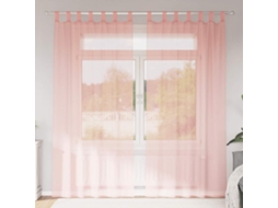 Vidaxl Cortinas De Voile Com Bolsos Para Varão 2 Pcs Rosa