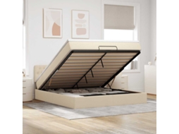 Vidaxl Estrutura De Cama Otomana Com Creme De Colchão 180x200cm Tecido