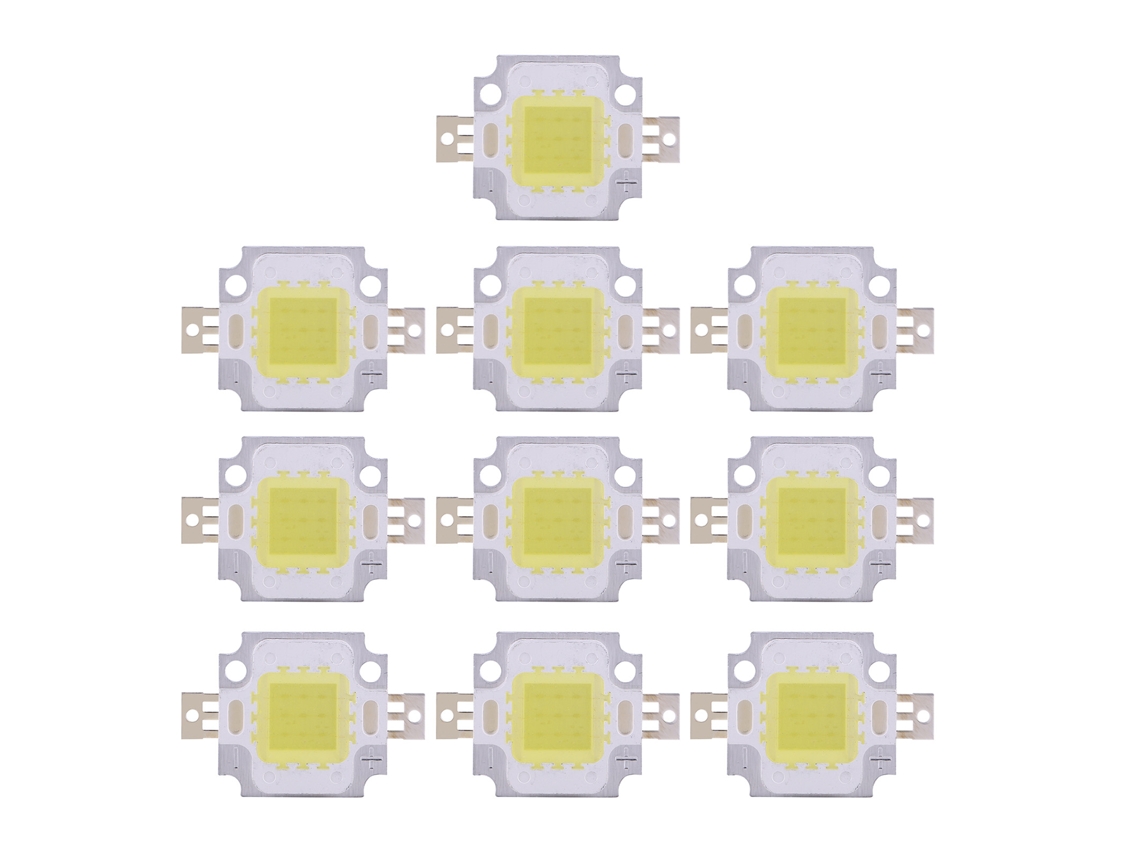 10pcs Chip Led Cob Smd 10w DC 9 10v Branco Frio Lâmpada Spot Floodlight | S/MARCA