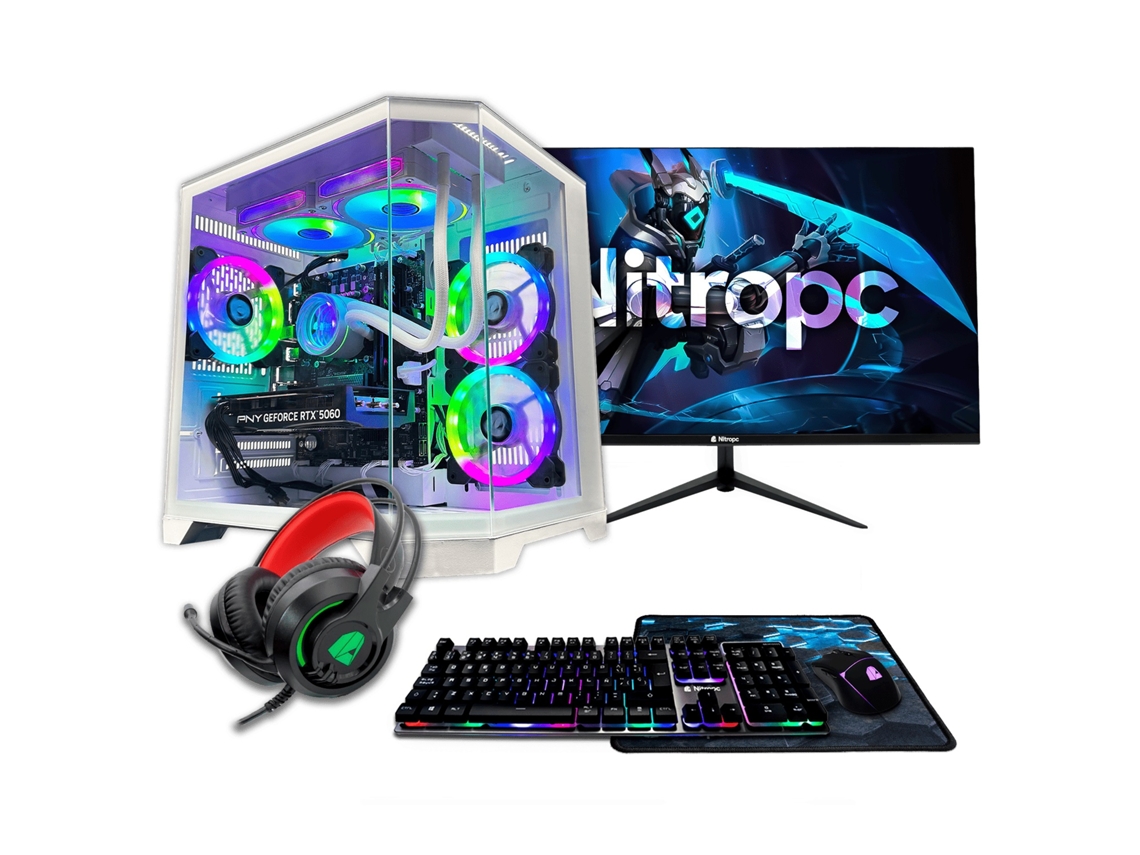 PC Gaming Nitropc Pack Avançado – i5-14400F, NVIDIA GeForce RTX 3050 8GB, 16GB DDR4, 1TB M2, Win11 Pro, Acessórios + monitor 24" FHD 165Hz IPS