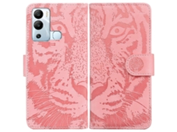 Capa De Couro Com Aba Horizontal E Estampa De Tigre Em Relevo Para Infinix Hot 12i
