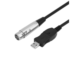 Cabo Adaptador Usb Macho para Xlr Fêmea Microfone de Estúdio Preto AQUAFORGE (f2)