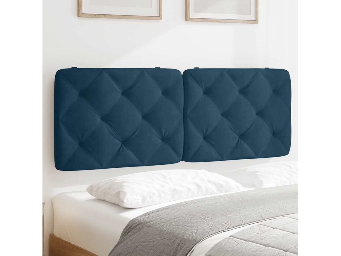 Vidaxl Almofadão De Cabeceira 120 Cm Veludo Azul
