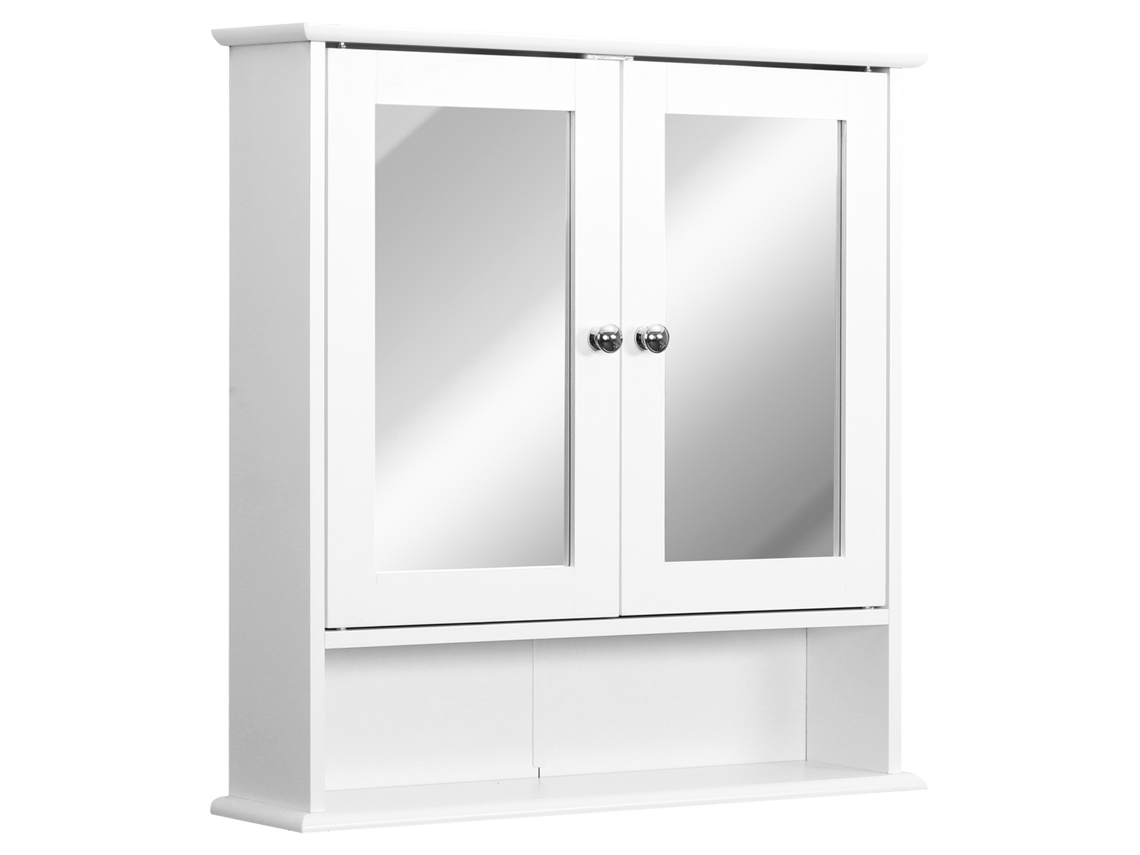 Espelho de Banheiro com Portas e Prateleiras Ajustáveis.armário de Parede com Espelho de Vidro.56x13x58cm.branco BTFORUS