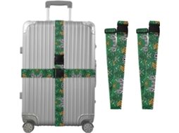 Conjunto De 2 Cintas Bagagem Personalizáveis Com Fivelas Para Malas, Estampas De Leopardo E Folha Tropical