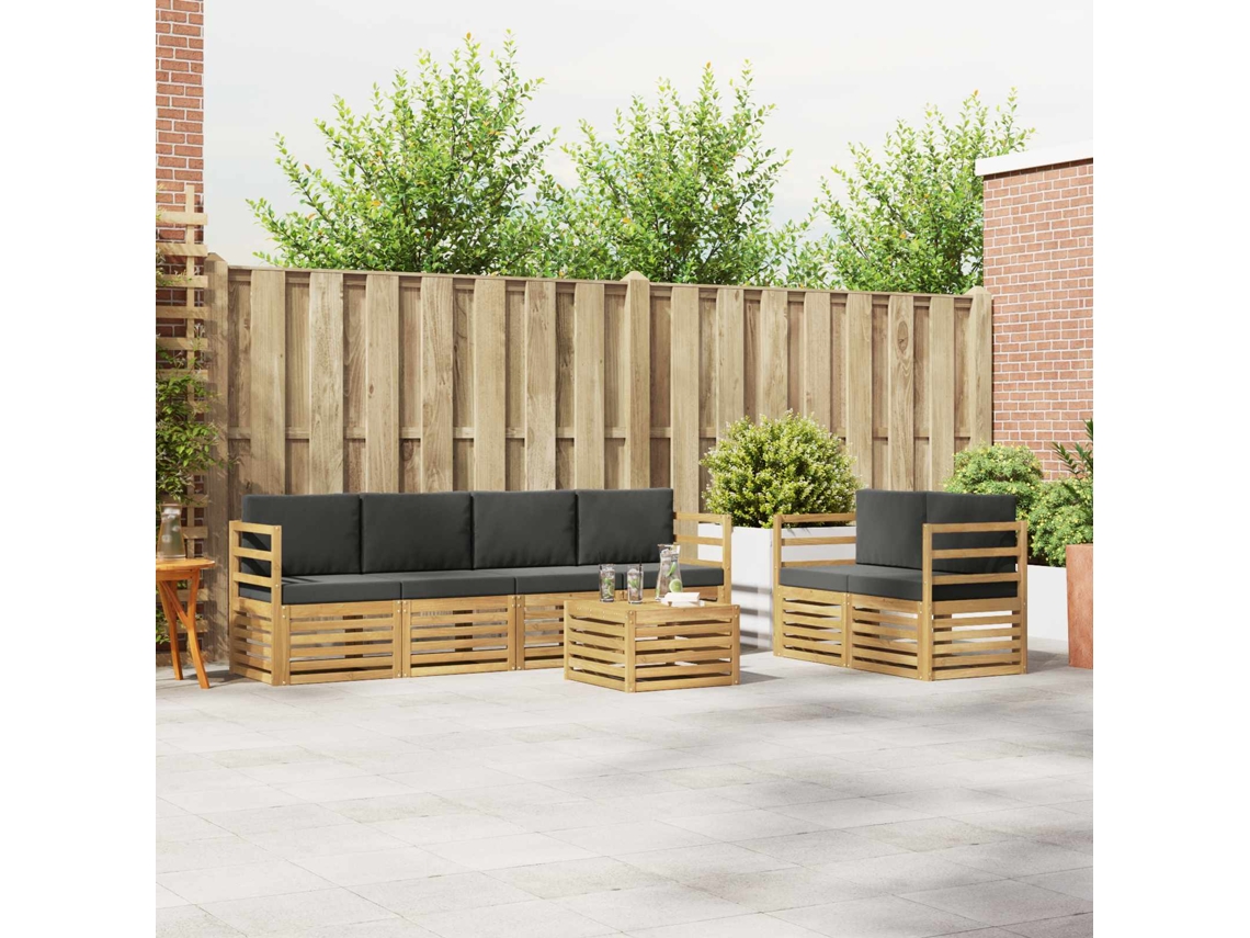 Vidaxl Conjunto De Sofás Para Exterior 7 Pcs Branco E Antracite