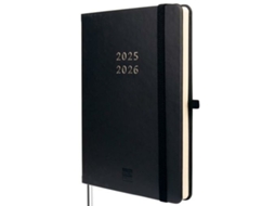 Agenda minimalista preta Finocam A5 14 x 19 cm 2025-2026