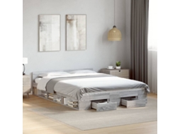 Vidaxl Estrutura De Cama C/ Gavetas Derivados Madeira Cinza Sonoma