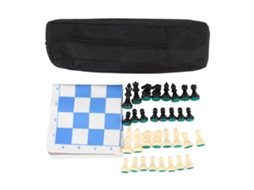 Jogo De Xadrez Portátil Rolável Tabuleiro Pu 35cm Peças 65mm Bolsa De Armazenamento Com Zíper