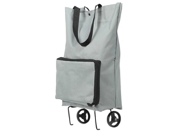 Sacola de Compras com Rodinhas, Dobrável, para Viagens e Uso Diário, 48,00 X 28,00 X 18,00 Cm, em Pvc Cinza, Pacote com 1 Unidade. GOKOCO