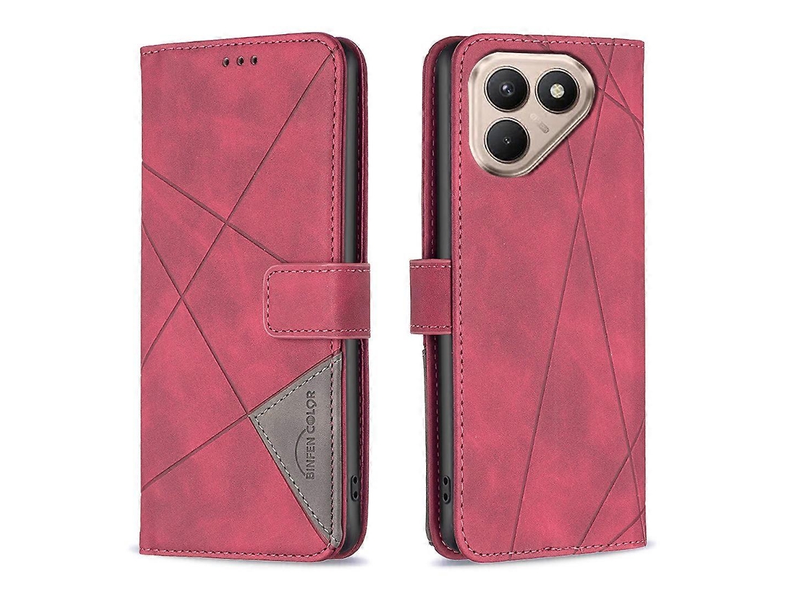 Capa De Celular Tkdaddy Para Tecno Pova 7 Ultra 5g, Capa De Couro Com Estampa Geométrica, Cor Binfen, Vermelha