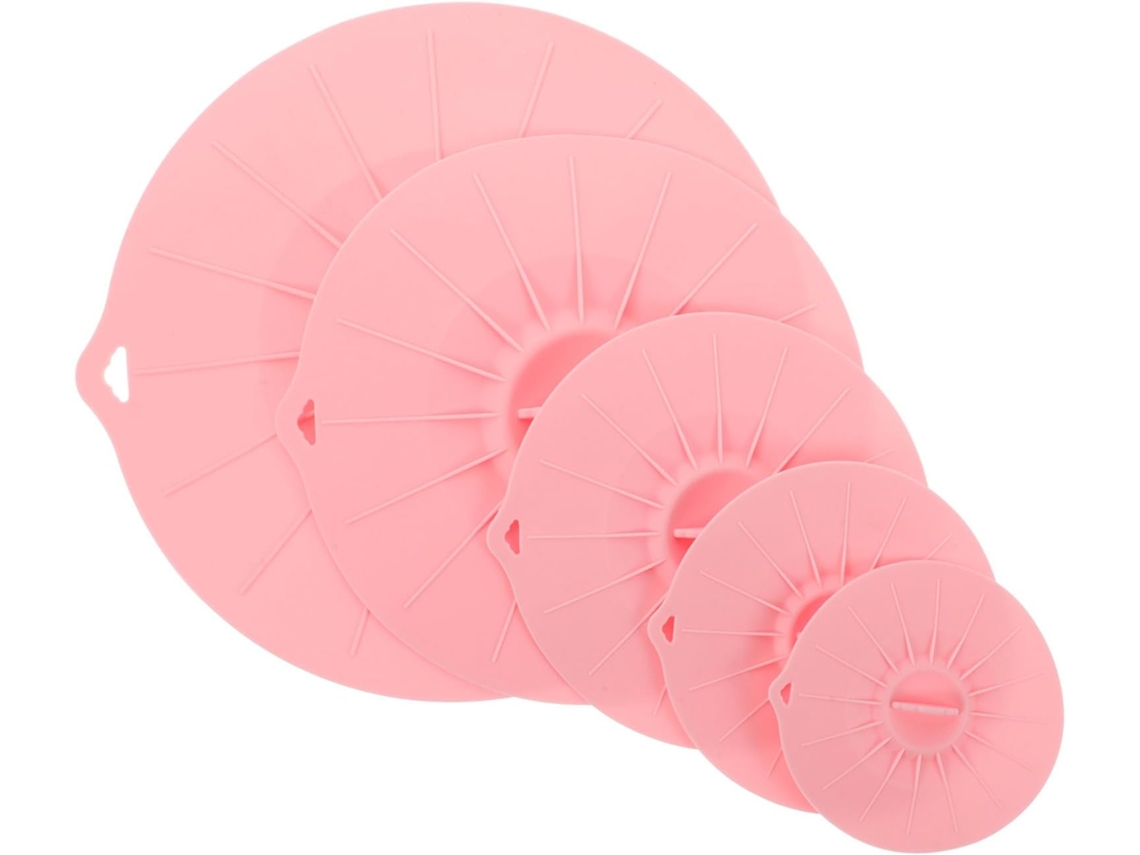 Conjunto De Tampa Vedação Sucção Silicone 5 Peças, Seguro Para Micro-ondas, Tampas Tigela Reutilizáveis Armazenamento Alimentos