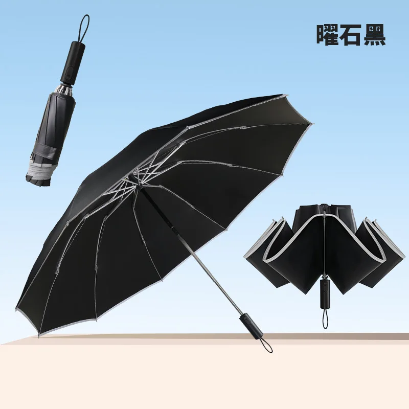 (preto 10k) Guarda-chuva Automático Reverso Para Carro, Guarda-chuva Protetor Solar Com Superfície De Vinil À Prova De Vento