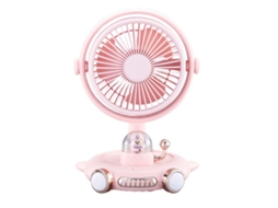 Ventilador Mesa Pequeno Luz Usb Recarregável Rosa